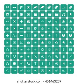 Set of 100 Universal Icons. Simple Flat Style. Business, internet, web design, random pictogram.
