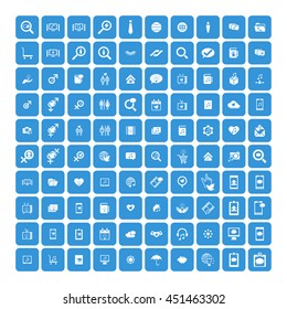 Set of 100 Universal Icons. Simple Flat Style. Business, internet, web design, random pictogram.