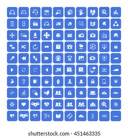 Set of 100 Universal Icons. Simple Flat Style. Business, internet, web design, random pictogram.