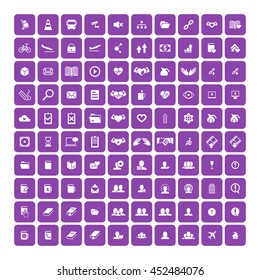 Set of 100 Universal Icons. Simple Flat Style. Business, internet, web design, random pictogram.