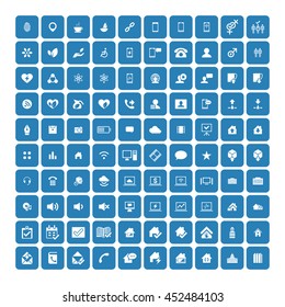 Set of 100 Universal Icons. Simple Flat Style. Business, internet, web design, random pictogram.