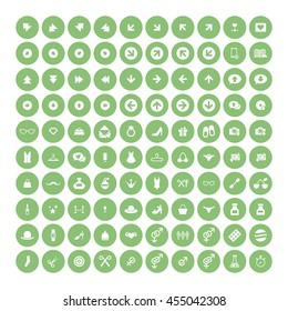 Set of 100 Universal Icons. Simple Flat Style. Business, internet, web design, random pictogram.