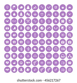 Set of 100 Universal Icons. Simple Flat Style. Business, internet, web design, random pictogram.