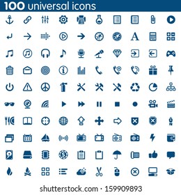 Set of 100 Universal Icons For Web and Mobile