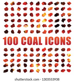 Set of 100 vector ember coals