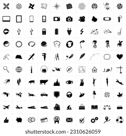 Set of 100 vector icons for icons and logos