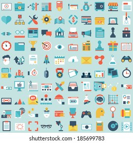 Set of 100 vector social media icons. Flat style design - part 2 - vector icons