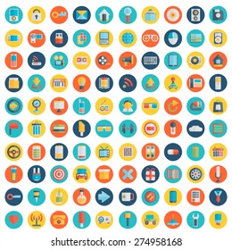 Set of 100 vector social media icons. Flat design. part 1. vector icons