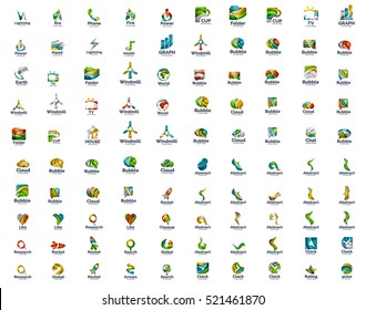 Set of 100 web internet concepts logo icons, business corporate emblems