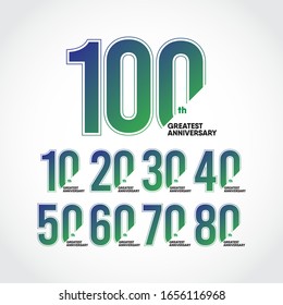 set 100 years anniversary celebration logo design concept. 