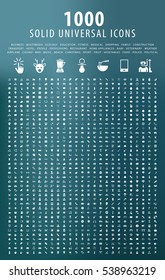 Set Of 1000 Universal Solid Icons. Isolated Elements.