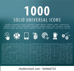 Set Of 1000 Universal Solid Icons. Isolated Vector Elements.