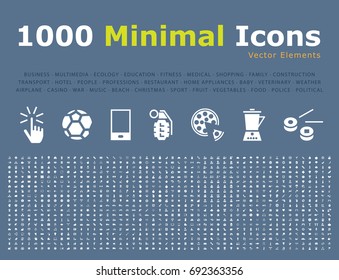 Set of 1000 Universal Solid Icons . Isolated Vector Elements