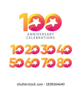 establecer plantilla vectorial de 100 años. Diseño para celebración, tarjetas de felicitación o impresión.