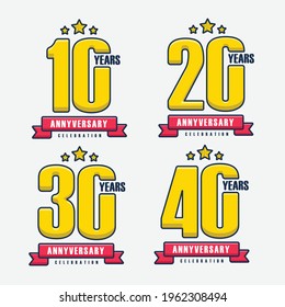 set of 10-40 anniversary design template