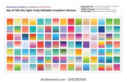 Set of 105 Mix Light Fully Editable Gradient Vectors