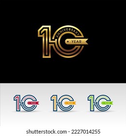 Diseño del logo del décimo aniversario, planilla de diseño del logo para celebrar el décimo aniversario