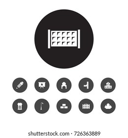 Set Of 11 Architecture Icons Set.Collection Of Way, Hardhat, Pen And Other Elements.