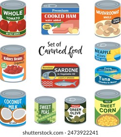 Set of 11 canned foods