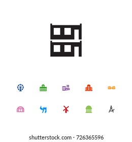 Set Of 11 Design Icons Set.Collection Of University, Botanical Garden, Ministers And Other Elements.