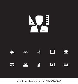 Set Of 11 Design Icons Set.Collection Of Suburb, Factory, Construction And Other Elements.
