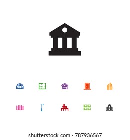 Set Of 11 Design Icons Set.Collection Of Botanical Garden, Approach, Factory And Other Elements.