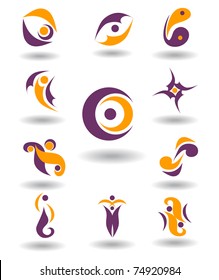 Set of 11 different abstract elements for design for logo (vector version eps 10)