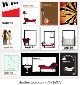 Set of 11 elegant modern cards. Vector greeting card.