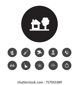 Set Of 11 Entertainment Icons Set.Collection Of Infographic, Surfer, Celebration And Other Elements.