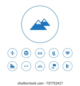 Set Of 11 Hobby Icons Set.Collection Of Education, Surfer, Bicycle And Other Elements.