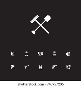 Set Of 11 Hobby Icons Set.Collection Of Pizzeria, Tool, Jewelery And Other Elements.