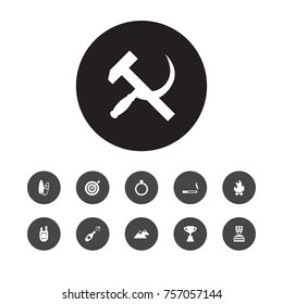 Set Of 11 Hobby Icons Set.Collection Of Celebration, Cigarette, Dart And Other Elements.