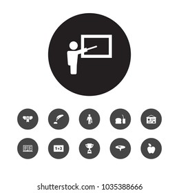 Set of 11 learning icons set. Collection of graduate, roll, eat and other elements.
