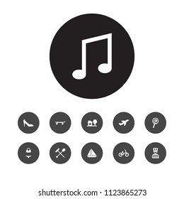 Set of 11 lifestyle icons set. Collection of journey, heeled shoe, candy elements.