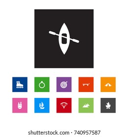 Set Of 11 Lifestyle Icons Set.Collection Of Peak, Jewellery, Canoe And Other Elements.
