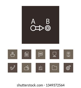 Set of 11 logistic icons line style set. Collection of a to b, transcontinental, mobile tracing and other elements.