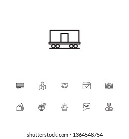 Set of 11 logistic icons line style set. Collection of gps, truck, cash and other elements.