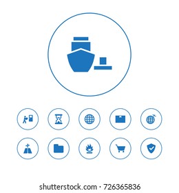 Set Of 11 Logistic Icons Set.Collection Of Cart, Protected, Carrying And Other Elements.