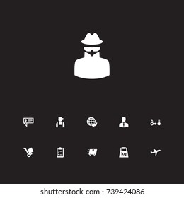 Set Of 11 Logistic Icons Set.Collection Of Clipboard, Trolley, Detective And Other Elements.