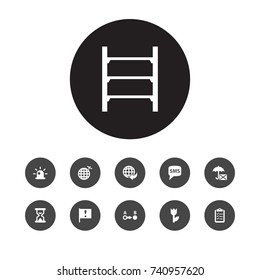 Set Of 11 Logistic Icons Set.Collection Of Direction, Ladder, Message And Other Elements.