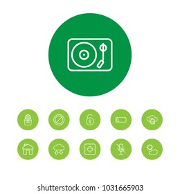 Set of 11 multimedia icons line style set. Collection of padlock, cloud storage, forecast and other elements.