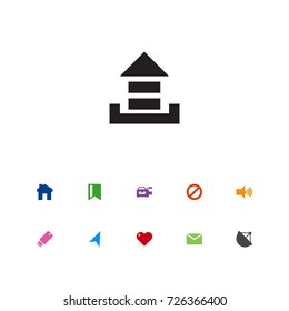 Set Of 11 Multimedia Icons Set.Collection Of Like, Flash Drive, Vcr Camera And Other Elements.