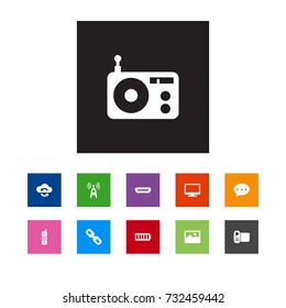 Set Of 11 Multimedia Icons Set.Collection Of Charge, Hdmi, Chatting And Other Elements.