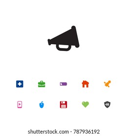 Set Of 11 Multimedia Icons Set.Collection Of Controller, Low Battery, Briefcase And Other Elements.