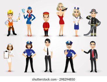 set of 11 professions isolated over white background, eps10 vector format 