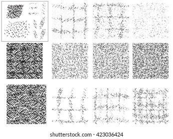 Set of 11 seamless patterns, textures. And Doodle, from which they are made.