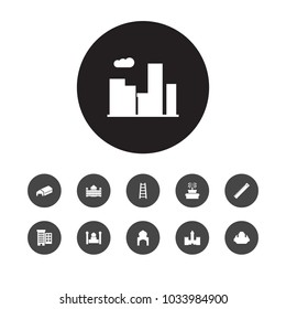 Set of 11 structure icons set. Collection of housing, castle, arabic and other elements.
