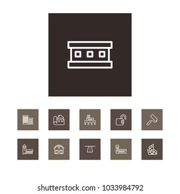 Set of 11 structure icons line style set. Collection of fabric, structure, bunker and other elements.