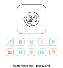 Set of 11 systematization icons line style set. Collection of around the clock, employee, transcontinental and other elements.