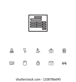 Set of 11 systematization icons line style set. Collection of in time, invoice, perishable and other elements.
